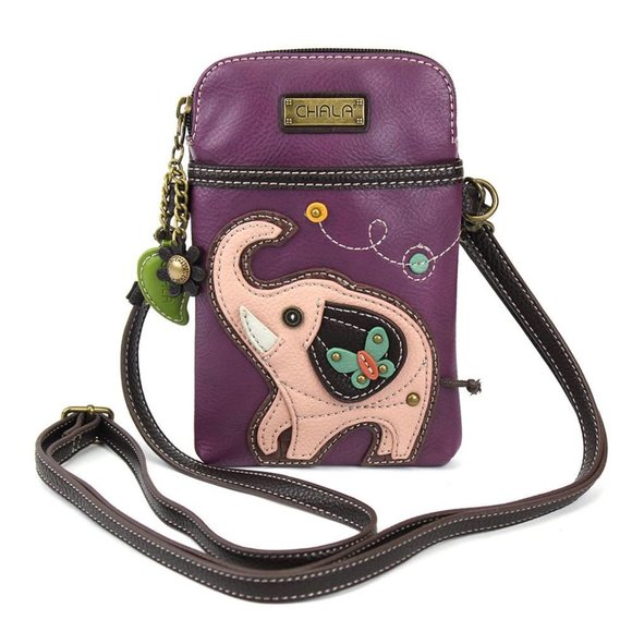Chala Handbags - Chala Elephant Purple Cell Phone Crossbody Bag